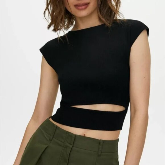 🇨🇦 Aritzia - Wilfred Cut-out Knit Top (Black) - Picture 4 of 16